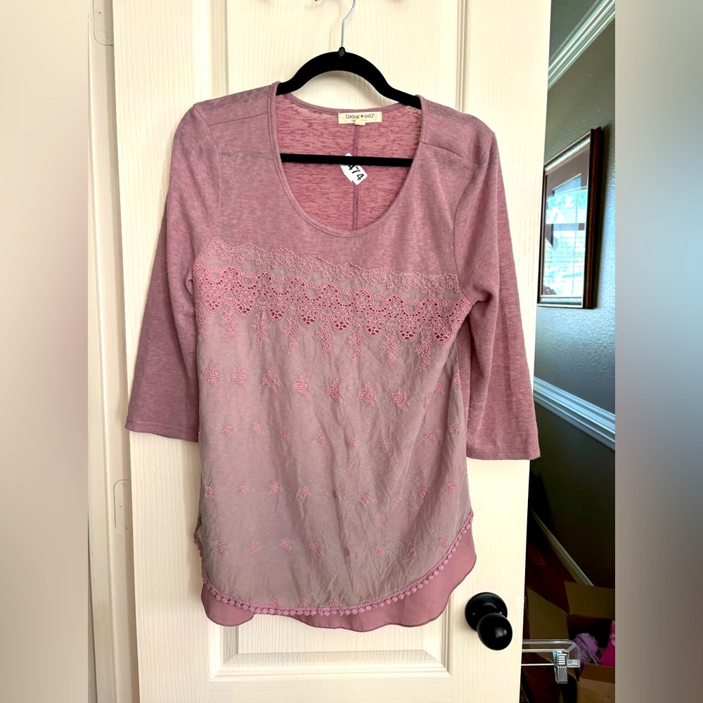 Beautiful sweater, my living doll. Size extra large. Lace overlay.